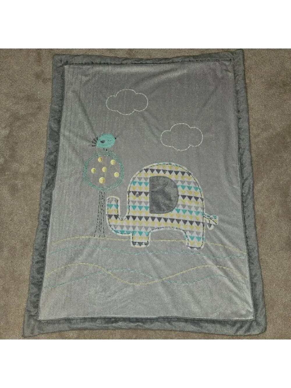 Koala Baby Blanket Gray Aqua Blue Yellow Elephant Bird Tree Clouds Fleece 2014
